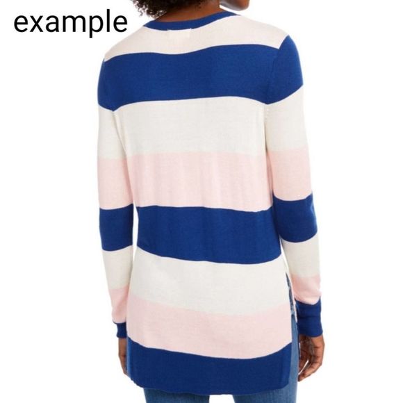 Maison Jules Color Block Jewel Neck T Shirt Sweater Steel Grey Medium - Picture 6 of 10